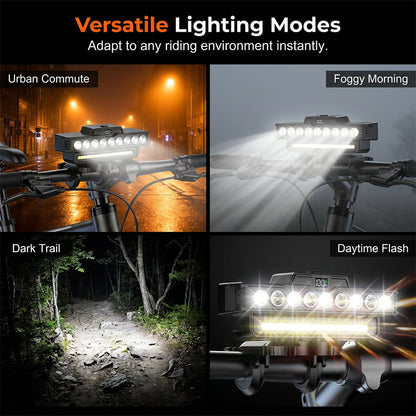 🚴💡 30-LED Dual Beam Cycling Light – 7 Modes, Digital Battery Display & USB-C Rechargeable