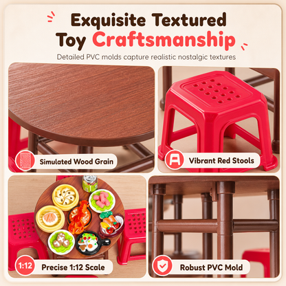 🏠 50% OFF! ✨ Miniature Folding Table & Chair Toy Set – Retro Wood-Grain Scale Models, Realistic Simulated Play Food & Space-Saving Foldable Design – Perfect Dollhouse Pretend Play for Kids 🍽️
