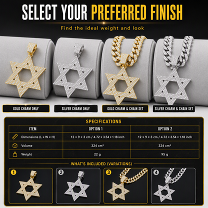 ⏳Limited-time 50% off⏰Hip Hop Iced Out Rhinestone Hollow Star of David with 50cm Chain✡️📿