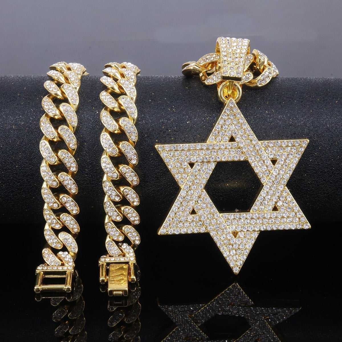 ⏳Limited-time 50% off⏰Hip Hop Iced Out Rhinestone Hollow Star of David with 50cm Chain✡️📿
