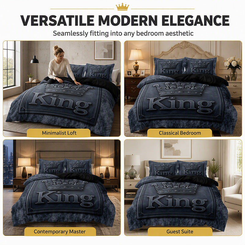 Modern King Crown 3-Piece Bedding Set