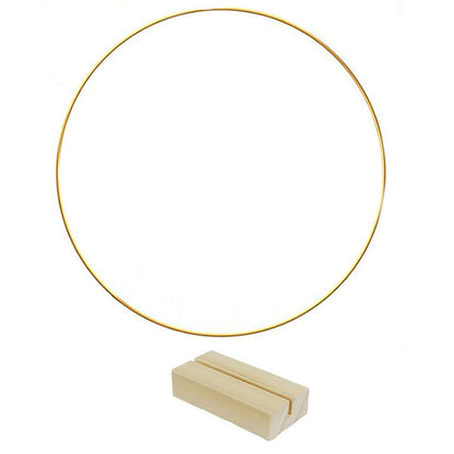 🎁🎄Christmas Sale 50% OFF!💞50K+ SOLD!⏳✨Gold Metal Floral Hoop Centerpiece with Wooden Stand