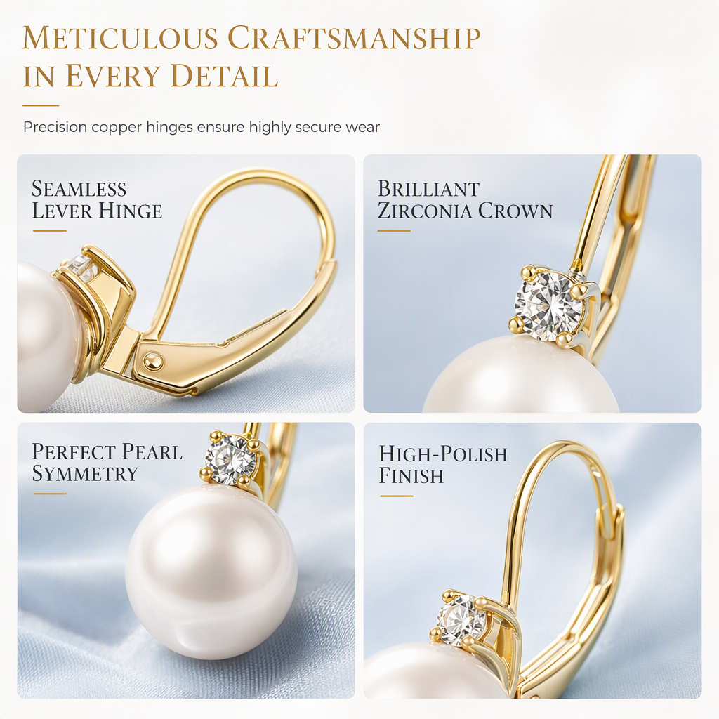 Elegant Faux Pearl and Cubic Zirconia Drop Earrings for Women Daily Fashion Jewelry