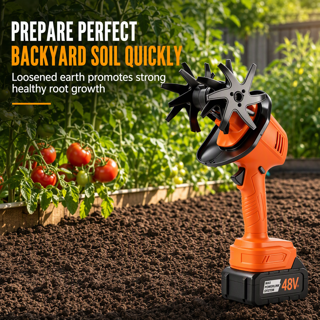 📢📢40% OFF !! ⏰Cordless Mini Tiller Cultivator – 21V Battery Power, Loosen Soil & Weed Your Garden Without the Cable 🏡