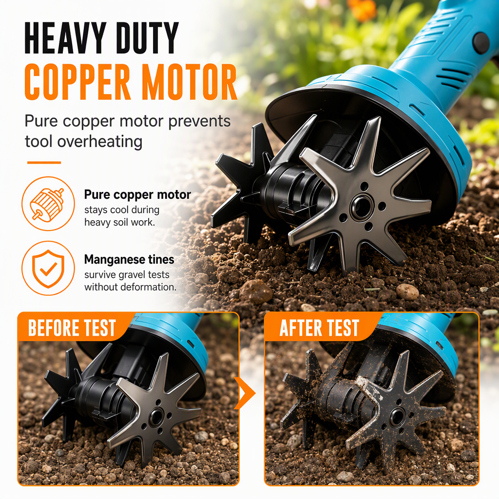 📢📢40% OFF !! ⏰Cordless Mini Tiller Cultivator – 21V Battery Power, Loosen Soil & Weed Your Garden Without the Cable 🏡