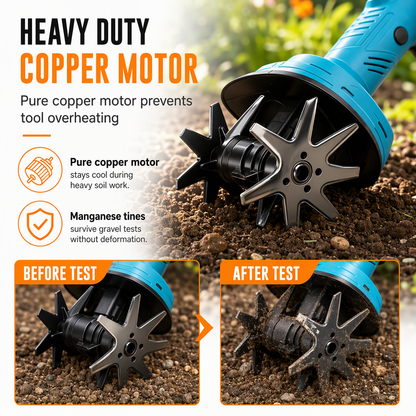 📢📢40% OFF !! ⏰Cordless Mini Tiller Cultivator – 21V Battery Power, Loosen Soil & Weed Your Garden Without the Cable 🏡