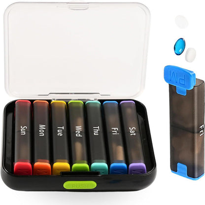 💊 Detachable Weekly Rainbow Pill Organizer - Moisture Proof Vitamin Case 🌈