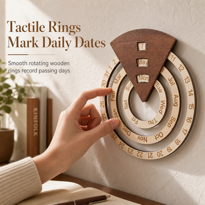 📢📢40% OFF !! ⏰Circular Wooden Rotating Perpetual Calendar Wall Hanging Decoration