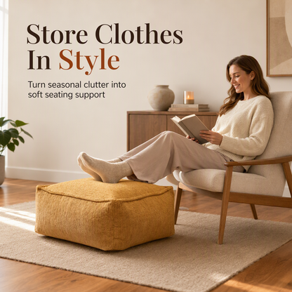 📢📢40% OFF !! ⏰Storage Stool Cover: Fill with Clothes, 100kg Support, Wide Zipper, Washable, 45x45x23cm