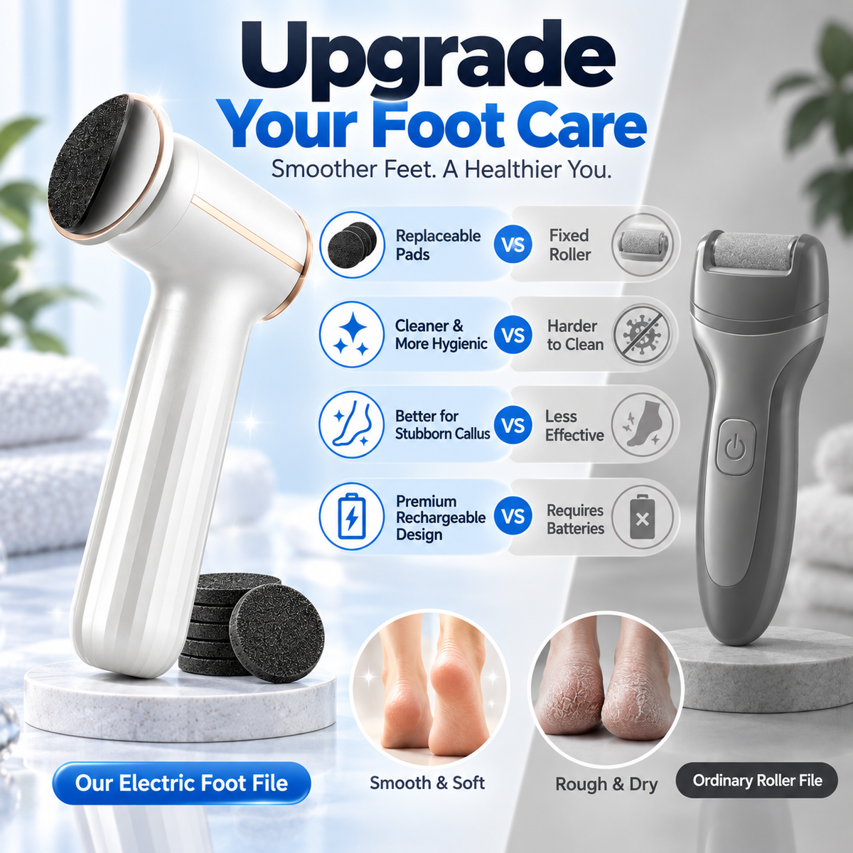 Rechargeable Electric Foot File for Foot Care