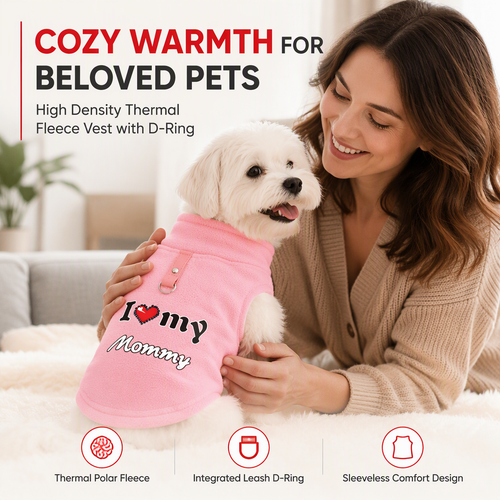 📢📢50% OFF !! ⏰Warm Pet Sweater with Leash Ring – “Love Dad & Mum” Design, Keep Your Pup Cosy & Stylish on Winter Walks ❄️