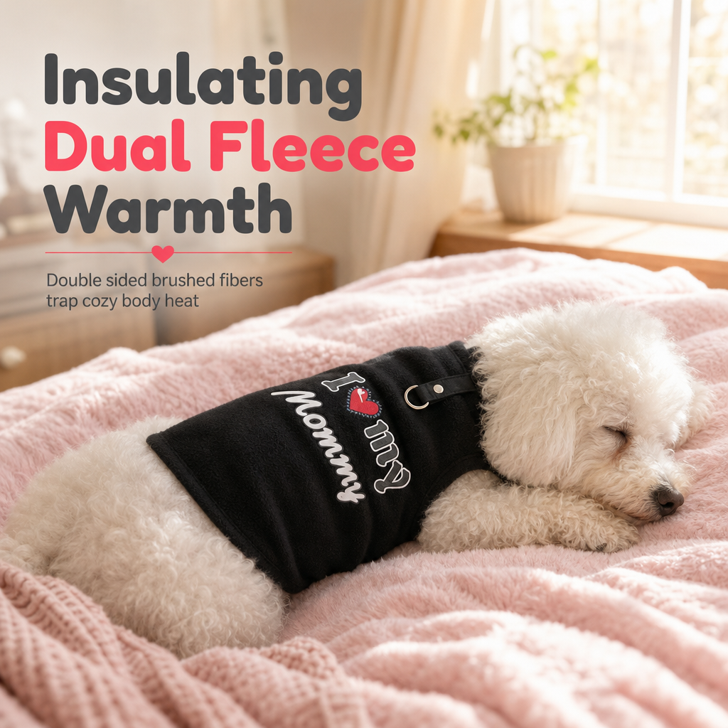 📢📢50% OFF !! ⏰Warm Pet Sweater with Leash Ring – “Love Dad & Mum” Design, Keep Your Pup Cosy & Stylish on Winter Walks ❄️