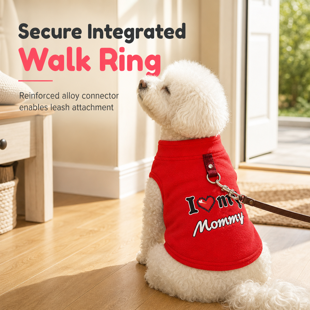 📢📢50% OFF !! ⏰Warm Pet Sweater with Leash Ring – “Love Dad & Mum” Design, Keep Your Pup Cosy & Stylish on Winter Walks ❄️