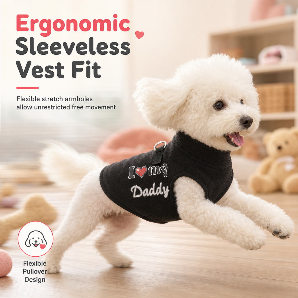 📢📢50% OFF !! ⏰Warm Pet Sweater with Leash Ring – “Love Dad & Mum” Design, Keep Your Pup Cosy & Stylish on Winter Walks ❄️