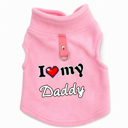 📢📢50% OFF !! ⏰Warm Pet Sweater with Leash Ring – “Love Dad & Mum” Design, Keep Your Pup Cosy & Stylish on Winter Walks ❄️