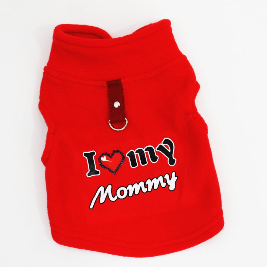 📢📢50% OFF !! ⏰Warm Pet Sweater with Leash Ring – “Love Dad & Mum” Design, Keep Your Pup Cosy & Stylish on Winter Walks ❄️