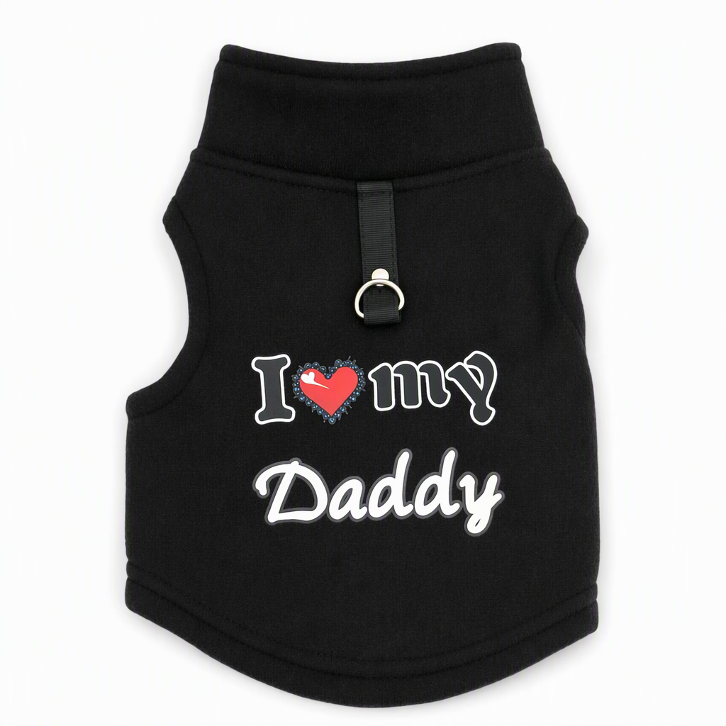 📢📢50% OFF !! ⏰Warm Pet Sweater with Leash Ring – “Love Dad & Mum” Design, Keep Your Pup Cosy & Stylish on Winter Walks ❄️
