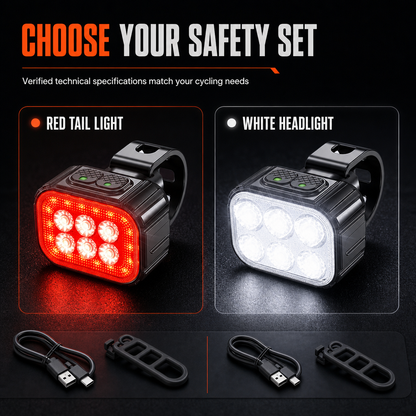 📢📢50% OFF !! ⏰ Bright Bicycle Light Front Headlight and Rear Taillight for Mountain Bike Night Riding Safety Warning Cycling Accessories