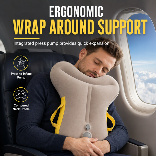 📢📢40% OFF !! ⏰Portable Inflatable Travel Pillow Foldable Upright Face Down Sleeping Pillow for Airplane Car Camping and Office Naps