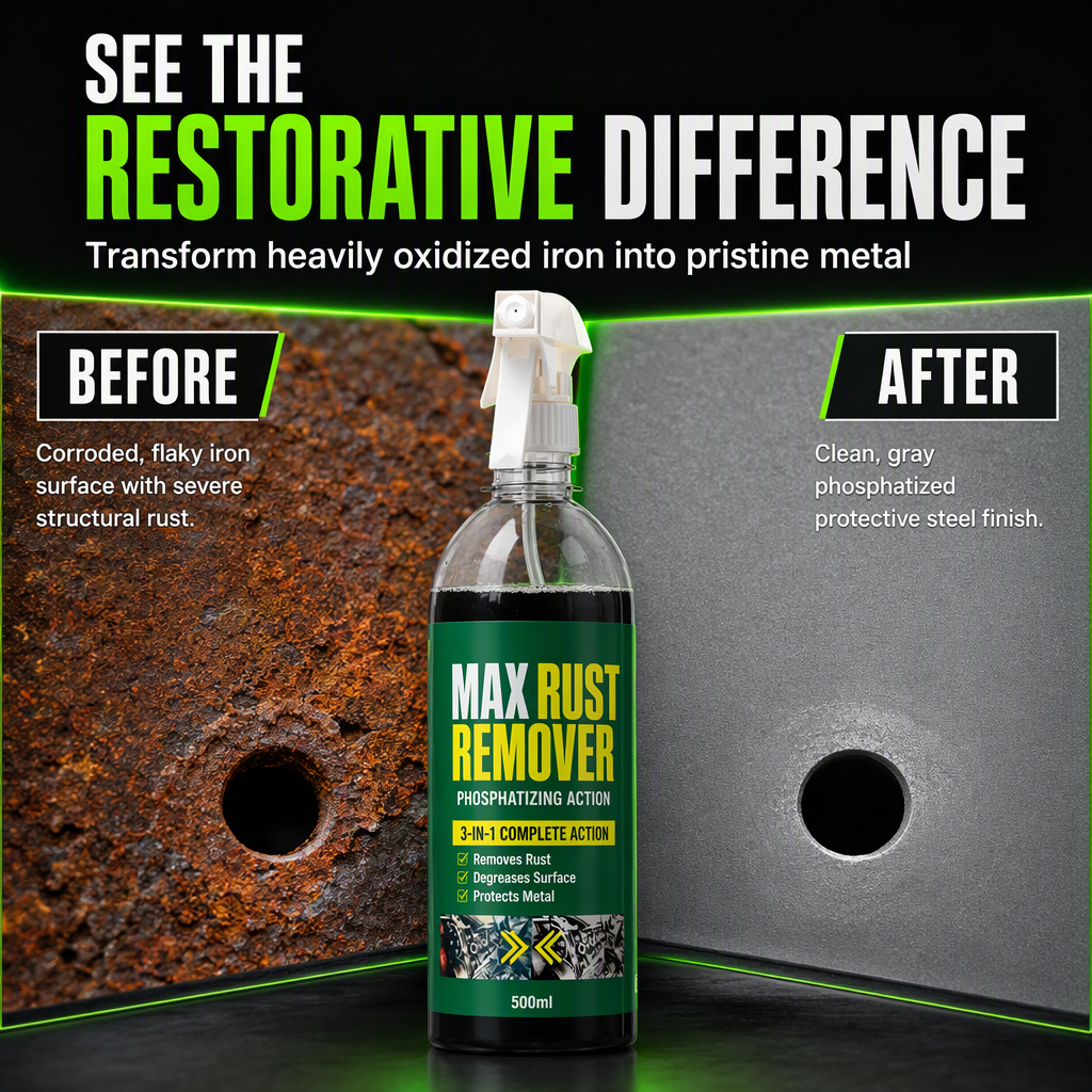 🔥 50% OFF 🔧 3-in-1 Rust Remover & Phosphating Agent – 500ml Spray for Metal Parts, Removes Grease & Rust, Forms Rustproof Protective Film ✨