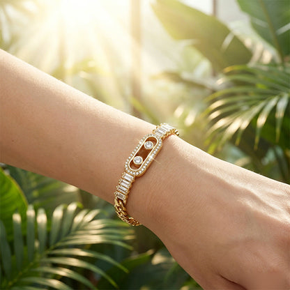 ✨ Women's Gold-Tone Cubic Zirconia Chain Bracelet