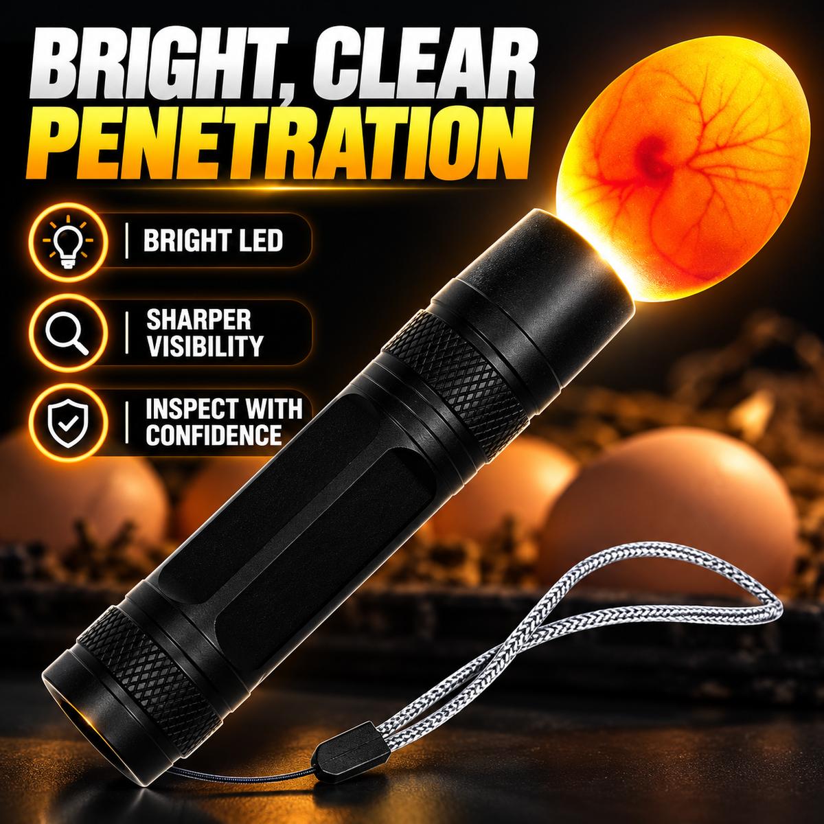 🥚 Rechargeable LED Egg Candler - Cool Light Embryo Inspection Tool 💡