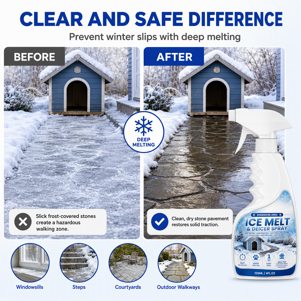❄️🐾 50% OFF! Outdoor De-Icing & Snow Melting Spray – pet-safe, dissolves frost on contact. Clear steps, walkways & patios fast! 🛡️✅