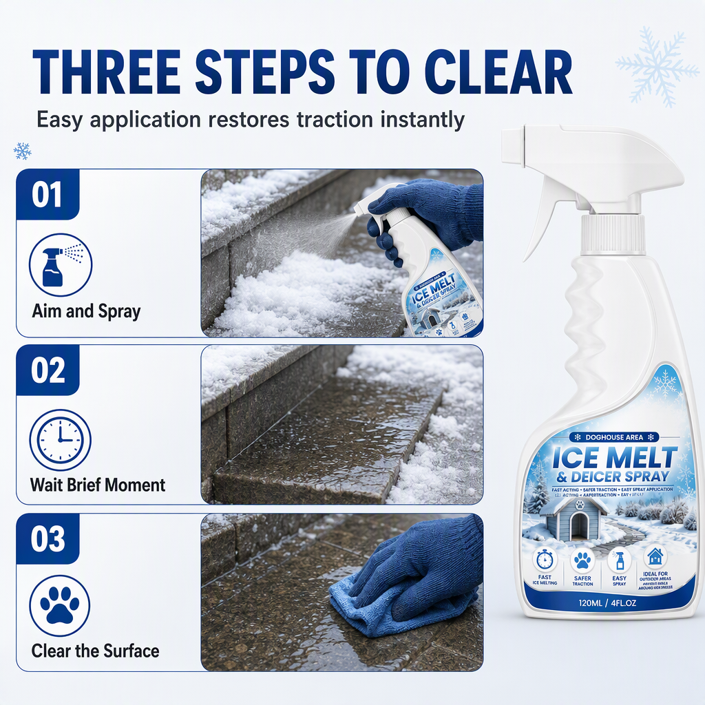 ❄️🐾 50% OFF! Outdoor De-Icing & Snow Melting Spray – pet-safe, dissolves frost on contact. Clear steps, walkways & patios fast! 🛡️✅