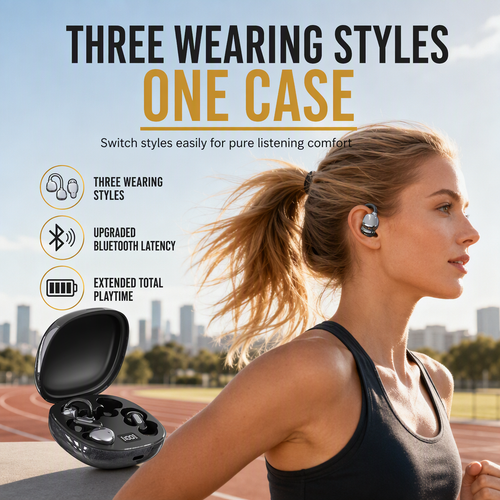 3-in-1 Bluetooth Earphones ✨ Ear Clip · In-Ear · Sleep Modes | 🔇 Noise Cancelling | 🔋 Ultra Long Battery | 6 Pairs of Ear Tips Included