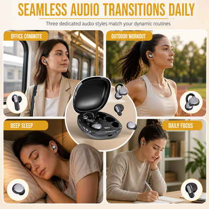 3-in-1 Bluetooth Earphones ✨ Ear Clip · In-Ear · Sleep Modes | 🔇 Noise Cancelling | 🔋 Ultra Long Battery | 6 Pairs of Ear Tips Included