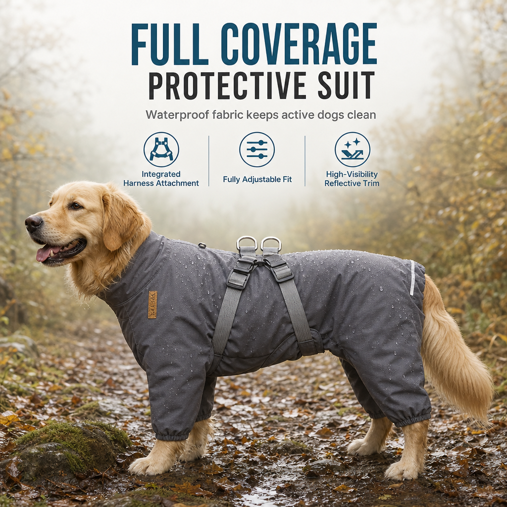 ⏳🔥LIMITED-TIME 50% OFF! ⏰Reflective Waterproof Dog Raincoat with Leash Hole🐶🌧️
