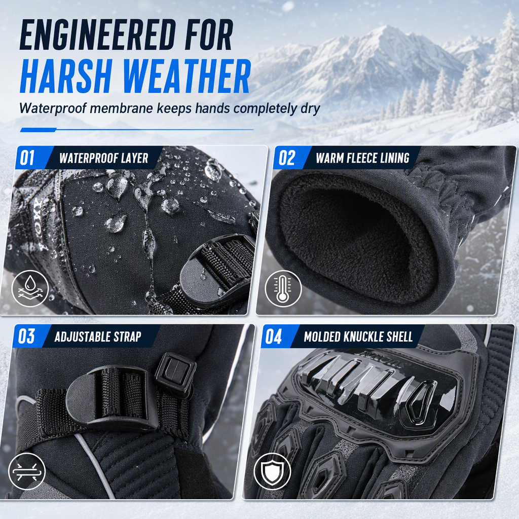 Thickened Warm Waterproof Motorcycle Gloves