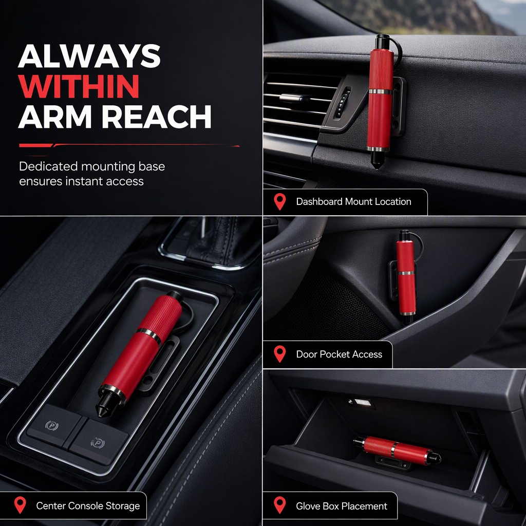 Compact Car Window Breaker and Seatbelt Cutter – product image