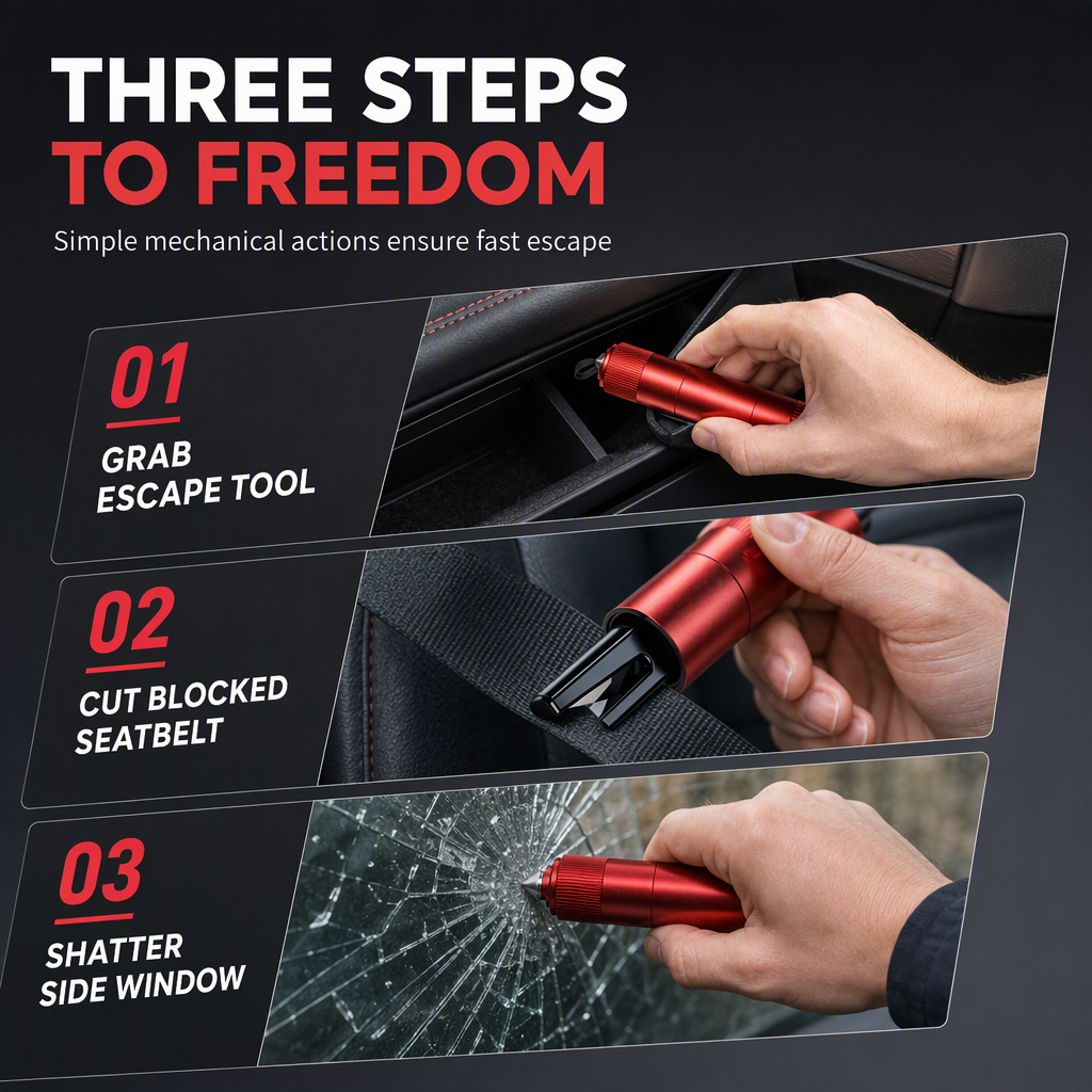 Compact Car Window Breaker and Seatbelt Cutter – product image
