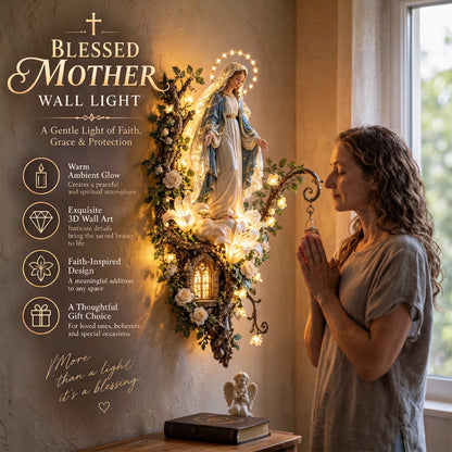 🙏✨ Blessed Mother Lighted Wall Décor | Virgin Mary 3D Religious Wall Art with Warm Ambient Glow