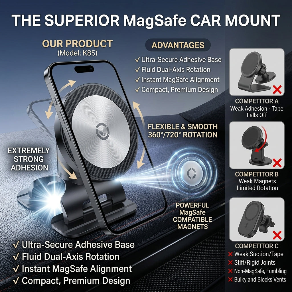 Ultimate Hands-Free Driving: Ultra-Stable MagSafe Car Phone Mount